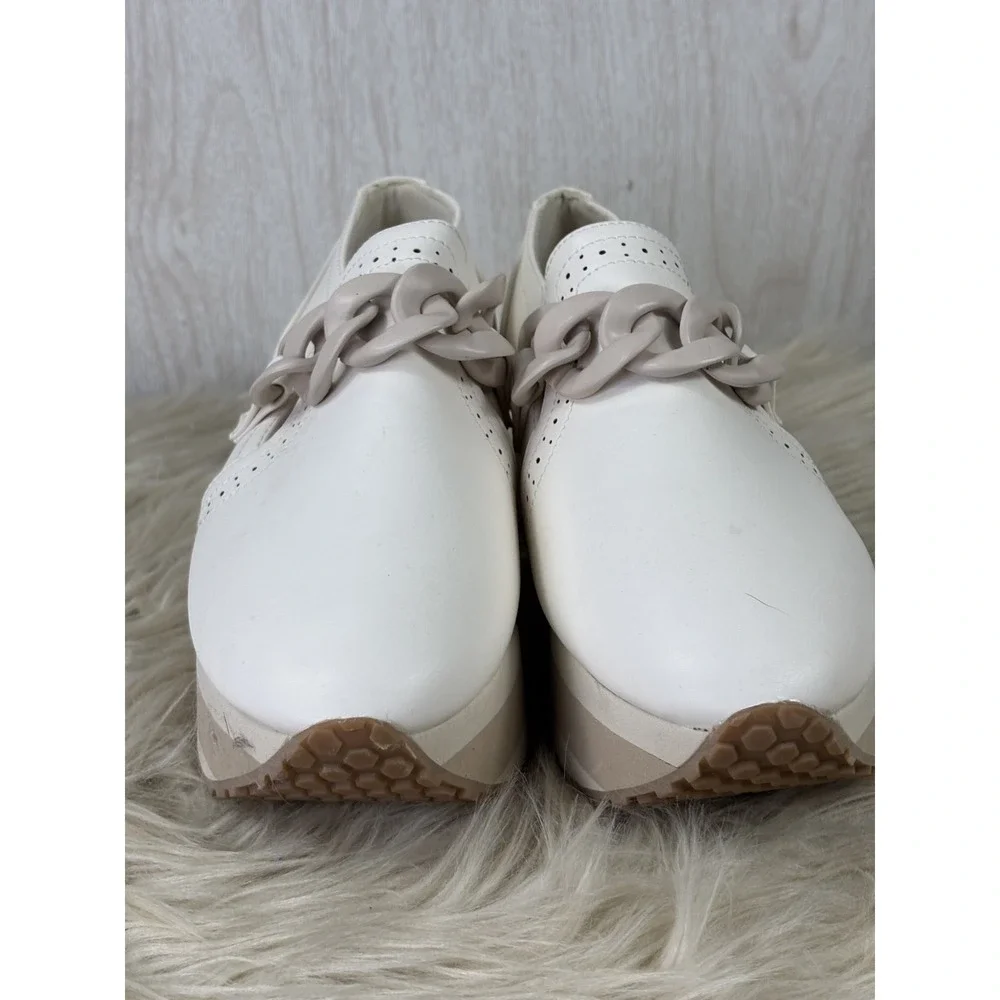 Pierre Dumas Paloma-1 Platform Sneakers Womens 8.5 Ivory Chain Comfort Loafers
